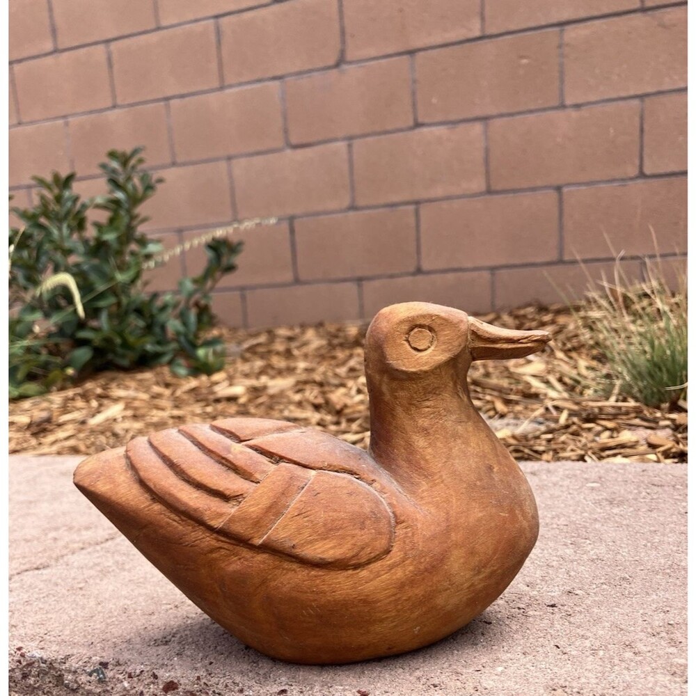 VTG Hand Carved Solid Wood Duck Figurine Primitive Folk Art Rustic Decor